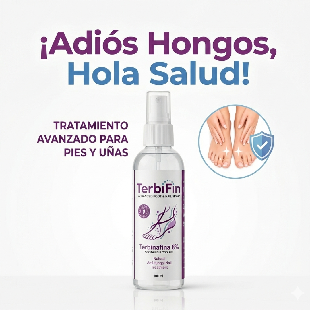 TerbiFin Spray Terbinafina 8%, tratamiento avanzado para pies y uñas, 100 ml