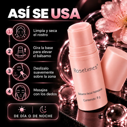 Cómo usar el bálsamo facial en stick en 4 pasos: limpiar, girar la base, deslizar y masajear
