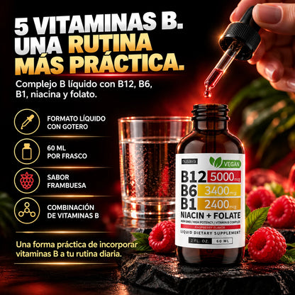 Cinco vitaminas del grupo B en una sola gota: B12, B6, B1, niacina y folato