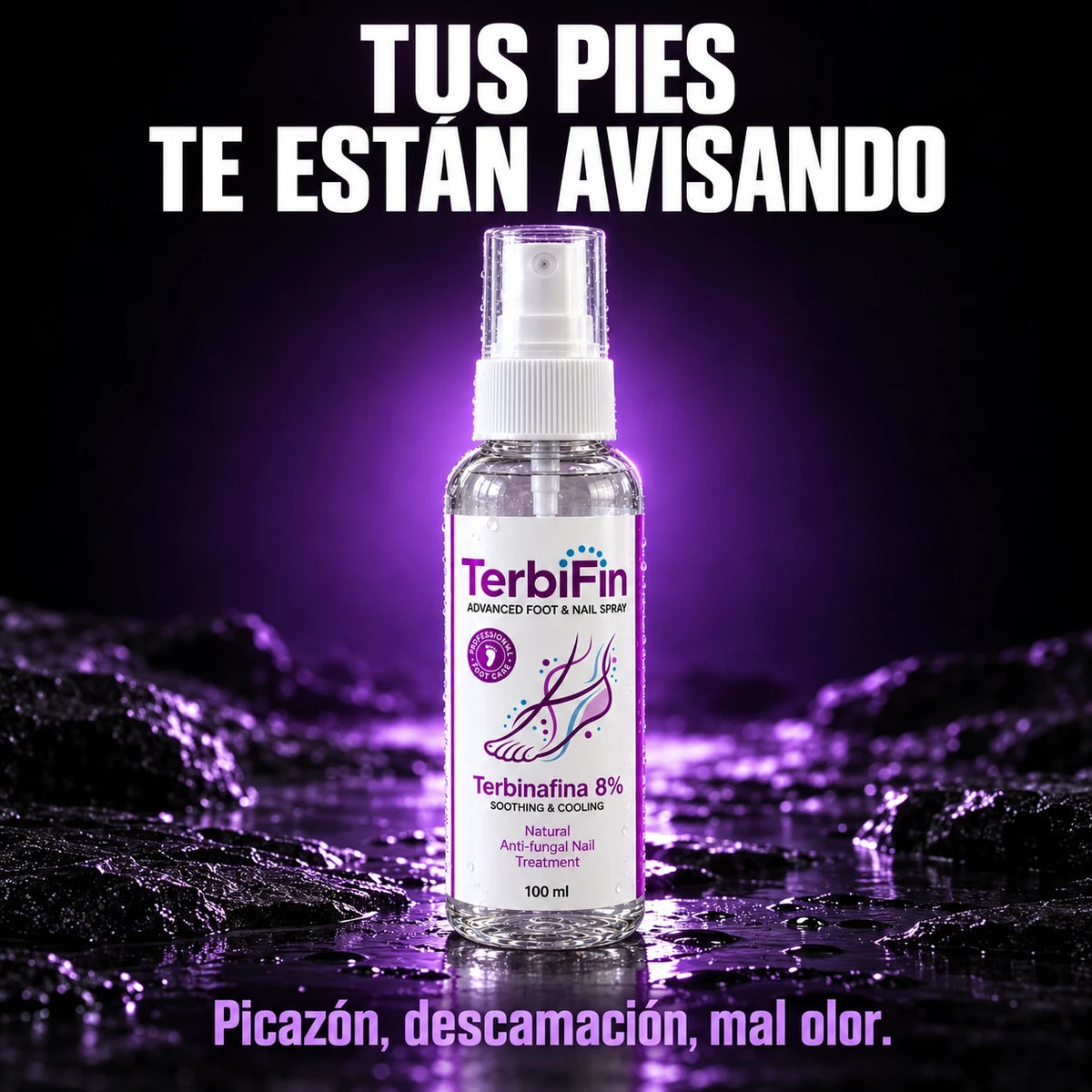 Tus pies te están avisando: picazón, descamación, mal olor. TerbiFin Spray antihongos de 100 ml